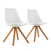 OneConcept Onassis, biela, škrupinová stolička, sada 2 kusov, retro, čalúnená, brezové drevo