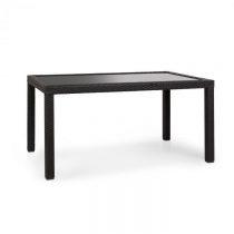 Blumfeldt Peniche, záhradný stôl, 150 x 90 cm, polyratan, hliník, sklenený, čierny