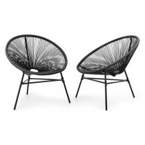 Blumfeldt Las Brisas Chairs, záhradné stoličky, sada 2 kusov, retro dizajn, 4 mm pletivo, čierne