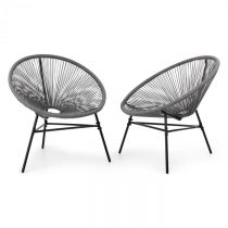 Blumfeldt Las Brisas Chairs, záhradné stoličky, sada 2 kusov, retro dizajn, 4 mm pletivo, sivé