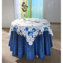 Blancheporte Stredový obrus "Modré kvety" 85x85cm