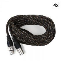 FrontStage XLR kábel, čierno-zlatý, sada 4 kusov, 6 m, textilný plášť, samec-samica