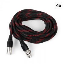 FrontStage 4x XLR kábel samec k samici, čierno-červený, textil, 6m