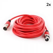 FrontStage 2x XLR-kábel samec k samici, červený, 10m