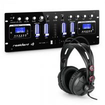 Resident DJ DJ405USB-BK 4-kanálový DJ mixážny pult vrátane štúdiových slúchadiel