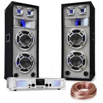 Electronic-Star „White Noise“, DJ PA set, 2 x 500W zosilňovač, 600W reproduktory, reproduktorový káb...