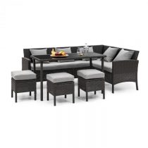 Blumfeldt Titania Dining Lounge Set, záhradná sedacia súprava, čierna/svetlosivá