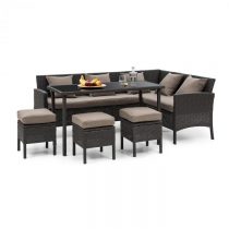 Blumfeldt Titania Dining Lounge Set, záhradná sedacia súprava, čierna/hnedá